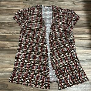 Lularoe Sarah black ribbed tribal print cardigan duster size XL NWOT